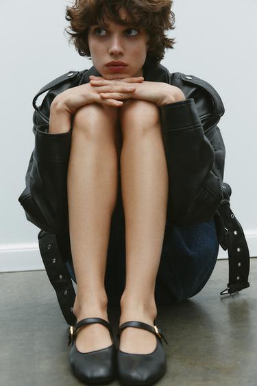 LEATHER BALLET FLATS 50TH ANNIVERSARY - Black by Zara