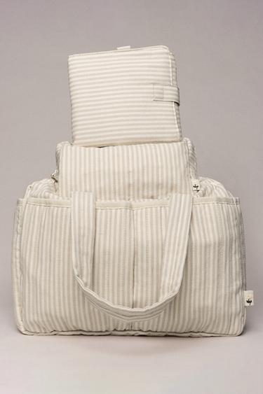 STRIPED MATERNITY BAG - Camel Brown by Zara