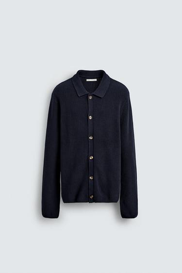 RIBBED CARDIGAN - Navy blue by Zara
