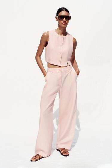 SHORT WAISTCOAT WITH VENTS - Pink by Zara