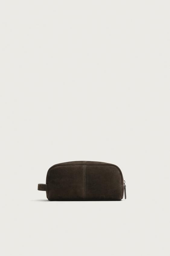 LEATHER TOILETRY BAG - Brown by Zara - Image 0
