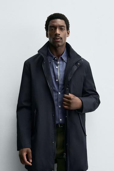 WATER-REPELLENT DETACHABLE TECHNICAL PARKA - Navy blue by Zara
