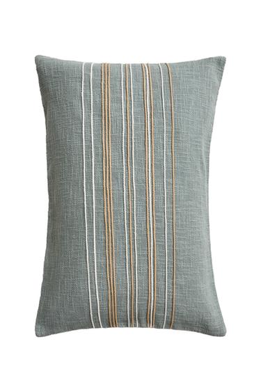 STRIPED CUSHION COVER - Turquoise by Zara