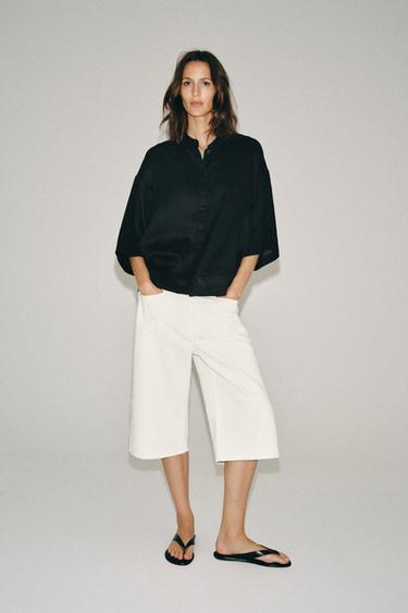 ZW COLLECTION RAMIE OVERSIZE SHIRT - Black by Zara