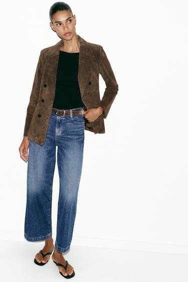 Z.08 BELTED WIDE-LEG CROPPED JEANS - Blue by Zara