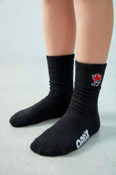 3-PACK OF LOGO PRINT SOCKS - Black / White by Zara