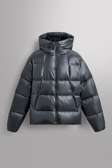 100% DOWN PUFFER JACKET - Grey green by Zara