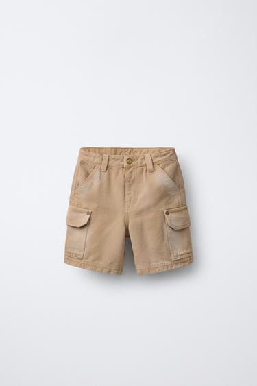 CANVAS CARGO BERMUDA SHORTS - camel by Zara - Image 0