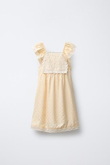 FLOWING JACQUARD BIB DRESS - Vanilla by Zara - Image 0