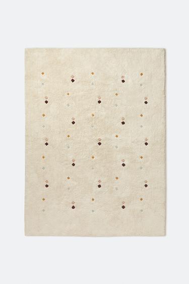 CHILDREN’S MULTICOLOURED EMBROIDERED DIAMOND RUG - Oyster-white by Zara
