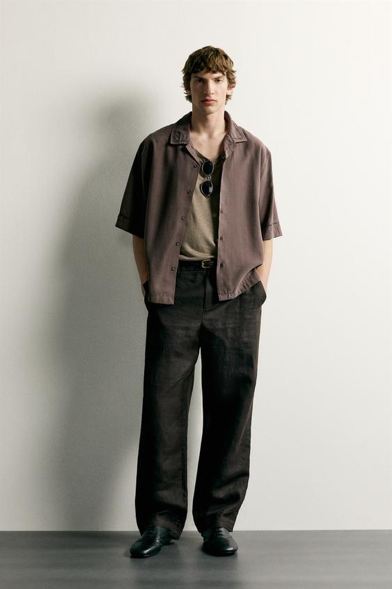RELAXED FIT EMBROIDERED SHIRT - Brown by Zara - Image 0