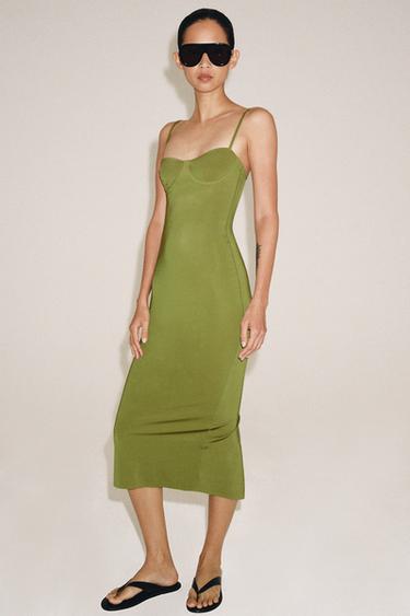 POLYAMIDE MIDI DRESS - Green by Zara