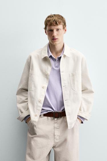 CANVAS REGULAR FIT OVERSHIRT - Sand by Zara
