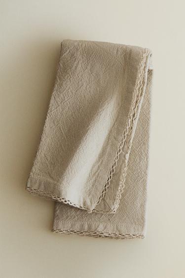 PACK OF PLAIN DYED THREAD NAPKINS (PACK OF 2) - Taupe grey by Zara