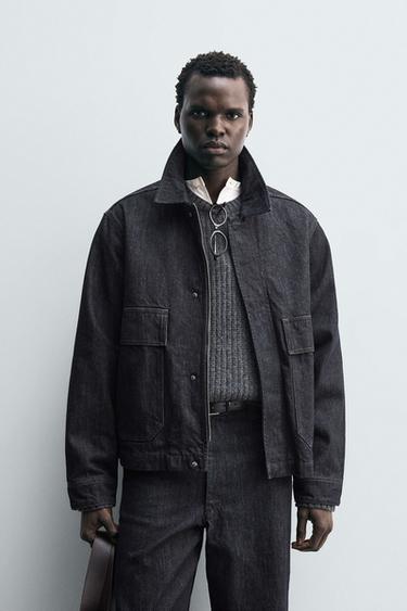 DENIM JACKET WITH POCKETS - Indigo by Zara