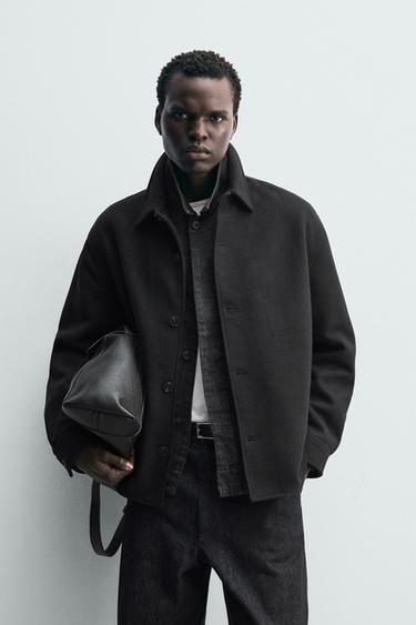 WOOL OVERSHIRT - Black by Zara