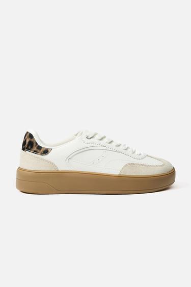ANIMAL PRINT TRAINERS - Ecru White by Zara