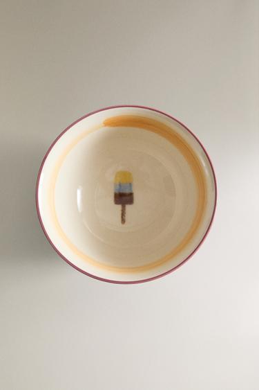 STONEWARE BOWL WITH ICE CREAM DESIGN - Orange by Zara
