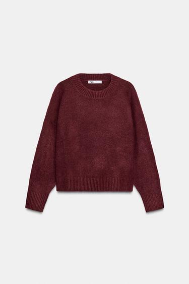 SOFT KNIT JUMPER - Burgundy by Zara
