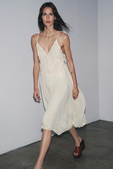 ZW COLLECTION ASYMMETRIC CROCHET DRESS - Ecru by Zara