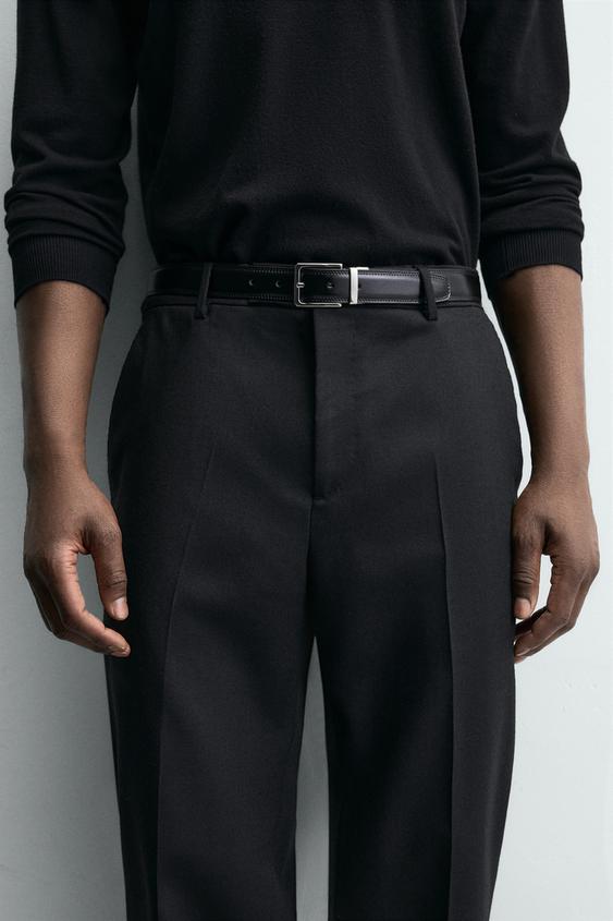 REVERSIBLE LEATHER BELT - Black by Zara - Image 0