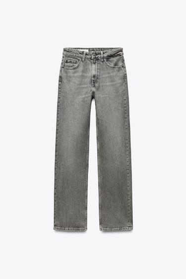 TRF STRAIGHT HIGH-WAIST JEANS - Anthracite grey by Zara