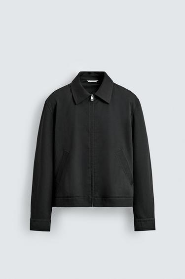REGULAR FIT OVERSHIRT - Black by Zara
