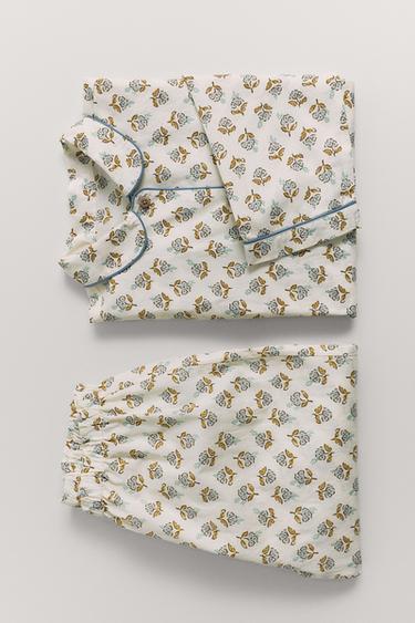 6-14 YEARS/ FLORAL SHIRT AND TROUSERS PYJAMAS - camel by Zara