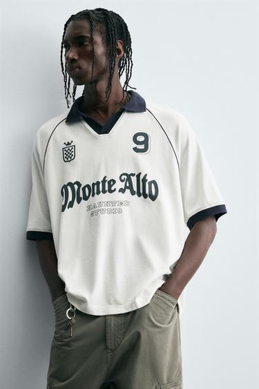 RETRO FOOTBALL PRINT POLO SHIRT - White by Zara