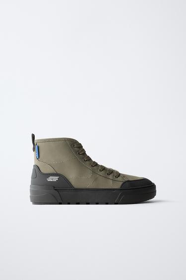 TECHNICAL HIGH-TOP SNEAKERS - Khaki Green by Zara