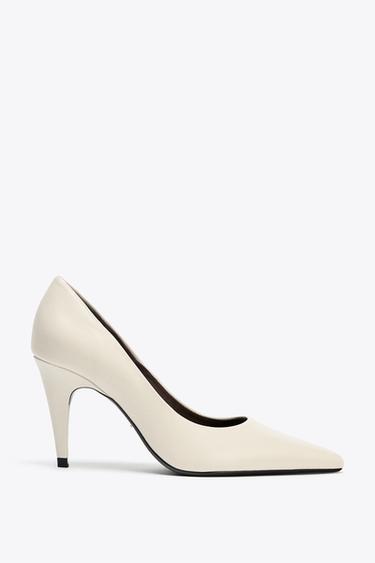 LEATHER HIGH-HEEL SHOES - Ecru White by Zara