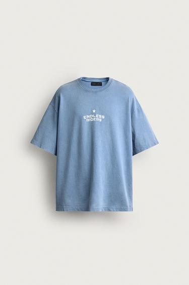 WASHED PRINT RELAXED FIT SWEATSHIRT - Sky blue by Zara