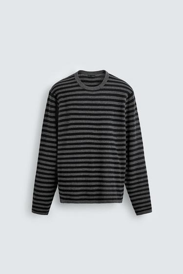 STRIPED WOOL - CASHMERE SWEATER - Black by Zara