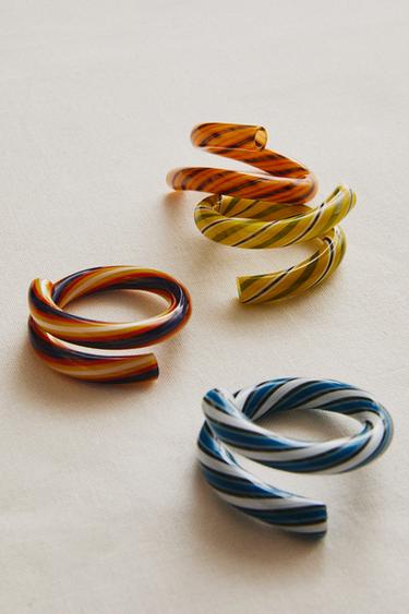PACK OF SPIRAL GLASS NAPKIN RINGS (PACK OF 4) - Brown by Zara