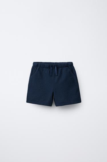 SEERSUCKER BERMUDA SHORTS - Navy blue by Zara - Image 0