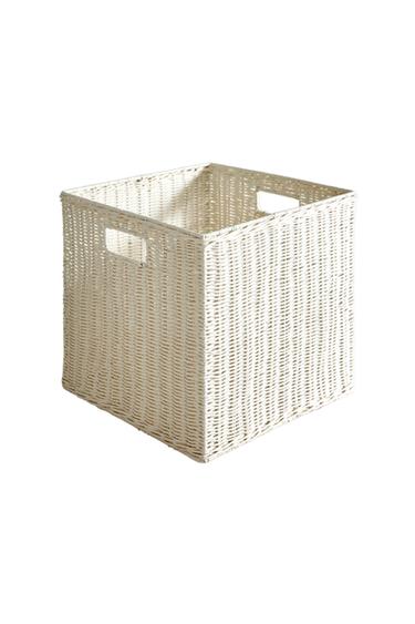SQUARE RATTAN BASKET - Oyster-white by Zara