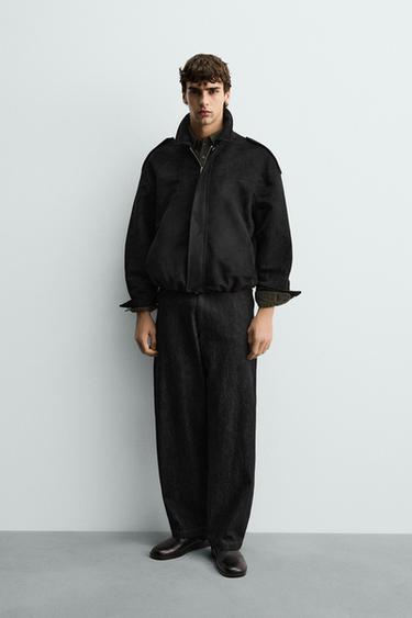 CROPPED FIT FAUX SUEDE JACKET - Black by Zara