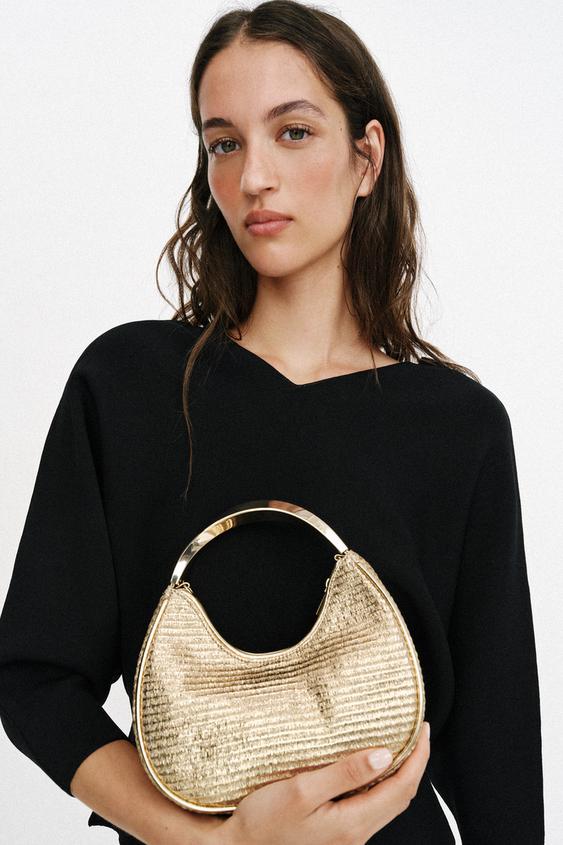 METALLIC HANDLE DETAIL BAG - Golden by Zara - Image 0