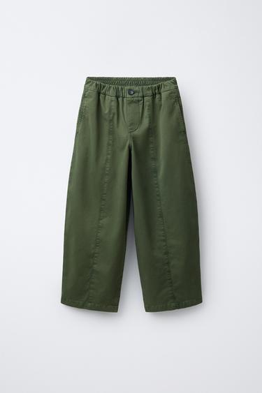 BALLOON TROUSERS WITH SEAM DETAIL - Khaki by Zara - Image 0