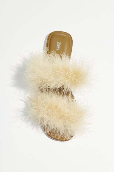 FEATHER STRAP SANDALS - Yellow by Zara