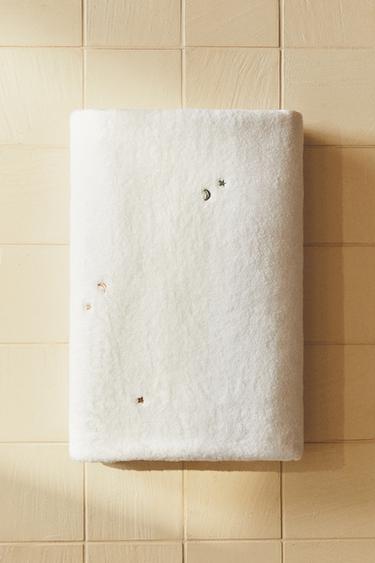 CHILDREN'S MOON AND STAR BATH TOWEL - Oyster-white by Zara