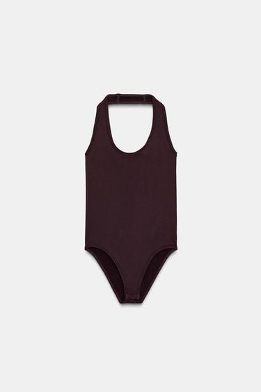 SEAMLESS HALTER BODYSUIT - Chocolate by Zara