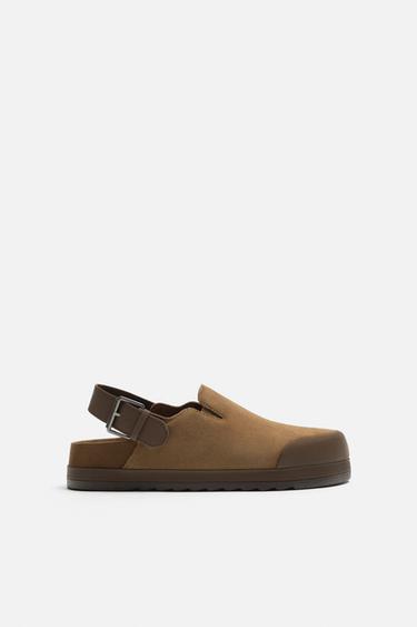 LEATHER CLOGS - Camel Brown by Zara