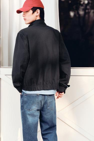 REGULAR FIT CHECK BOMBER JACKET - Blue by Zara
