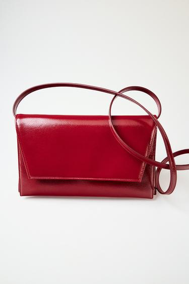 PATENT-EFFECT SHOULDER BAG - Red by Zara