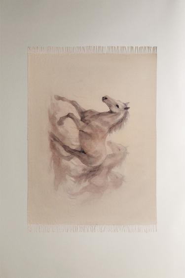 FRINGED WOOL THROW - Beige by Zara