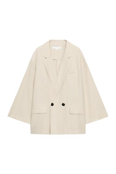 DOUBLE-BREASTED LINEN BLEND BLAZER - Light beige by Zara