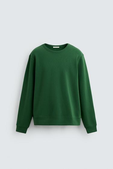 BASIC CREW NECK SWEATSHIRT - Green by Zara