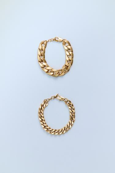 PACK OF 2 CHAIN LINK BRACELETS - Golden by Zara