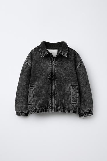 DENIM BOMBER JACKET - Black by Zara